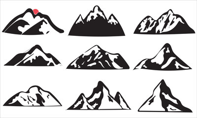 Mountain Vector icons Set mountain silhouette vector.