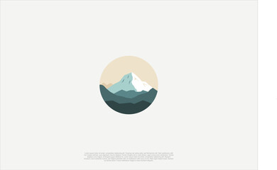 Creative mountain peak summit modern style logo. Outdoor hiking adventure icon set design template