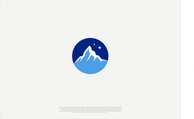 Creative mountain peak summit modern style logo. Outdoor hiking adventure icon set design template