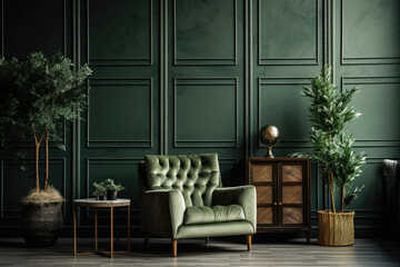 Interior with sage and pine green colors