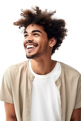 shot of a carefree young man against a white background