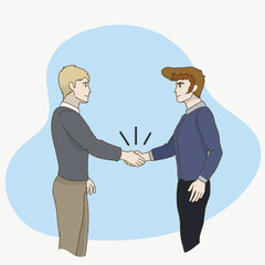 Vector handshake illustration, success collaborate concept