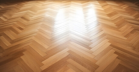 Un parquet en bois type chevron dans un appartement parisien. - obrazy, fototapety, plakaty