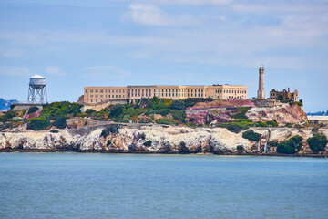 Shoreline view of West side Alcatraz Island close up