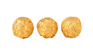 Sweet chocolate candy wrapped in golden foil transparent png
