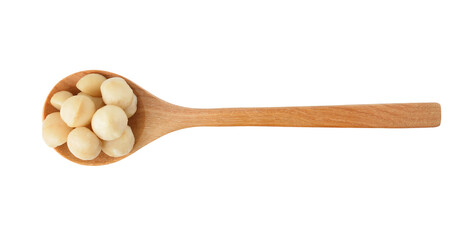 macadamia nuts in a wooden spoon transparent png