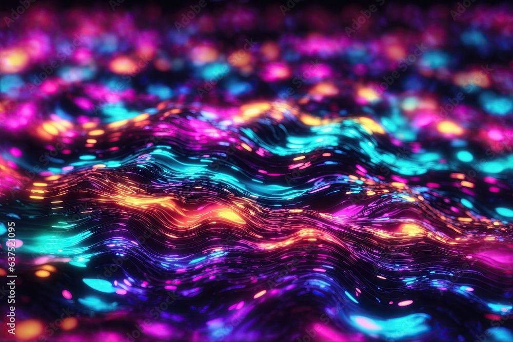 Poster shape with connecting dots and lines on dark background. 3d rendering