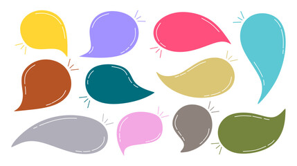 Set of vector speech bubbles. Collection of colorful different speech balloons, chat bubbles or dialog boxes for message, talk, dialogue, decoration isolated on white background. Vector illustration - obrazy, fototapety, plakaty