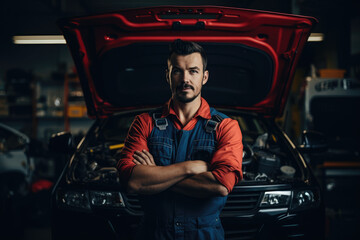 Portrait of a mechanic in shop