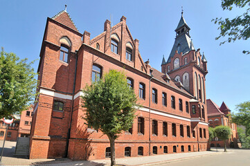 Obraz premium Neo-gothic town hall in Lębork, Poland