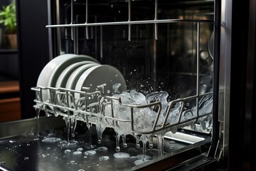 Leak from a damaged dishwasher. The dishwasher requires servicing and repair