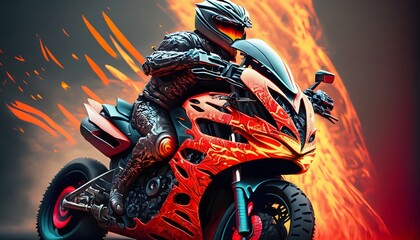 Man on a motorbike at high-speed leaning in the curve. Racing sport. Motogp championship. Circuit track Background poster. Biker, vector, race, illustration, motocross.