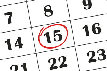 The date in calendar 15 is marked with a red pencil. Save the date recorded in the calendar