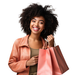 Fototapeta Happy woman with shopping bags isolated obraz