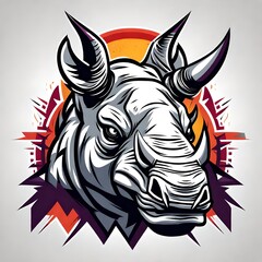 A logo for a business or sports team featuring an abstract rhinoceros that is suitable for a t-shirt graphic.