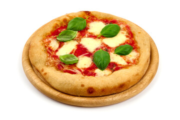 Pizza napoletana, italian traditional cuisine, isolated on white background.