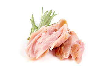 Smoked chicken fillet, isolated on white background.