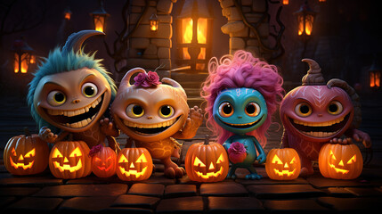 Happy Halloween Monsters and Gremlins