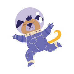 Cute Dog Astronaut Character in Space Suit Vector Illustration