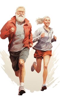 A man and a woman are running together