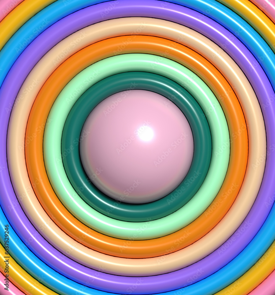 Poster abstract background with colorful circles, 3d rendering illustration