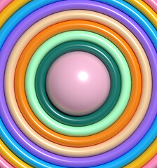 Obraz premium Abstract background with colorful circles, 3D rendering illustration