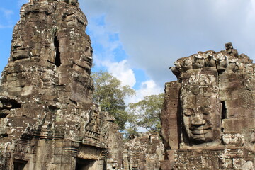 Stone carvings at the Angkor Wat and Angkor Thom temple complexes in northwestern Cambodia. 