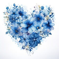 Watercolor Flowers in Shape of Heart isolated