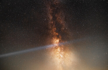 Beautiful bright  milky way galaxy. Starry sky. Night sky background.