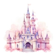 Obraz premium Watercolor princess castle isolated