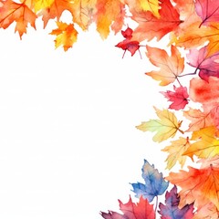 Naklejka na ściany i meble Autumn background with watercolor maple leaves