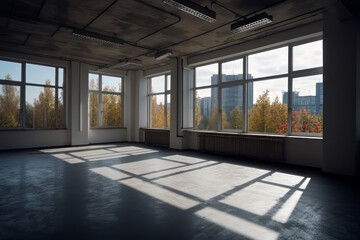 Empty room with window. Generative AI