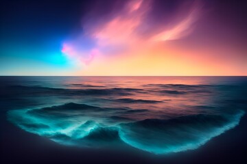 Fototapeta na wymiar Photo of a breathtaking sunset wave painting in the ocean