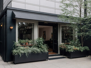 Naklejka premium Digital photo of a beautiful apartment with a lot of greenery growing on the facade, dreamy biophilic design