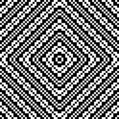 Slavic embroidery motif. Ethnic figure wallpaper. Seamless surface pattern design with black polygons ornament on white background. Digital paper for page fills, web designing, textile print. Vector.