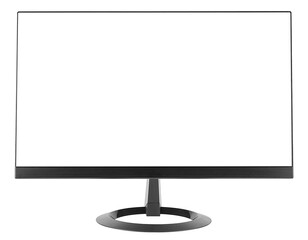Blank computer monitor, widescreen isolated on a white background. Blank for design, desktop tft screen.