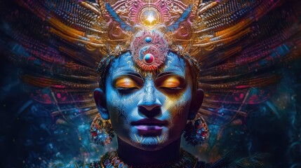 artystyczna sztuka komputerowa ukazująca symbolikę religijną indii w azjii. - obrazy, fototapety, plakaty