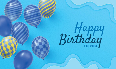 Vector happy birthday celebration background with realistic balloons,