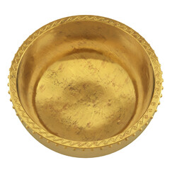 Golden ritual bowls with ornaments 3D Rendering