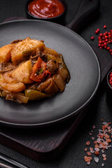 Delicious fresh stew of potatoes, tomatoes, onions, carrots and beef