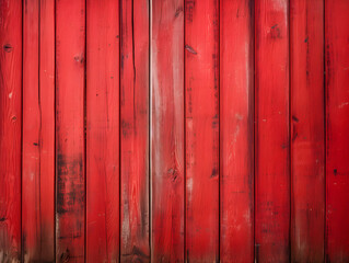 Bold Vibrant Red Wooden Planks Highlighting Distinct Lines and Grains. Generative Ai. 