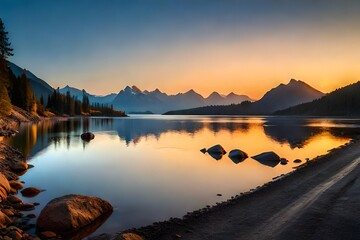 Fototapeta premium sunrise over lake