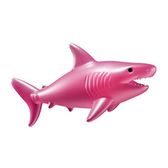 Pink Inflatable shark icon isolated. Funny shark on transparent background png. Ai generated