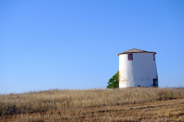 Fototapeta na wymiar A mill in the middle of the Alentejo landscape, Portugal 2023