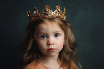 Cute little girl in a crown. Generative AI