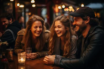 Fotobehang Laughter echoes through the cozy cafe, where friends connect, bond, and make lasting memories © Stela