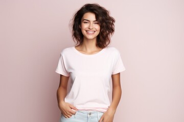 Young woman in white t-shirt