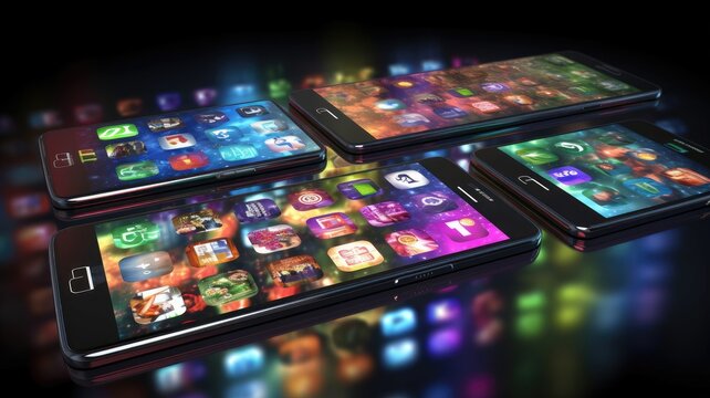 Smartphone screens displaying various social media apps, highlighting the ubiquity of social networking in modern life