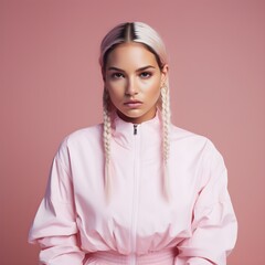 Clothing Campaign Model - Pink Jumpsuit Tracksuit - Pink Ambiance