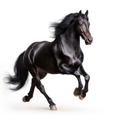 Obraz na płótnie Canvas Black horse run gallop isolated